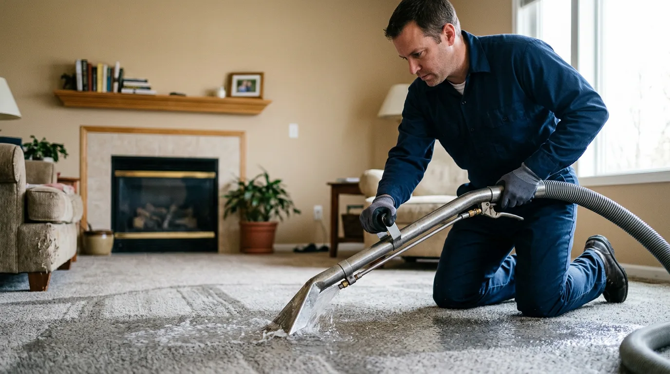 Water damage restoration technician working near Kentland, IN